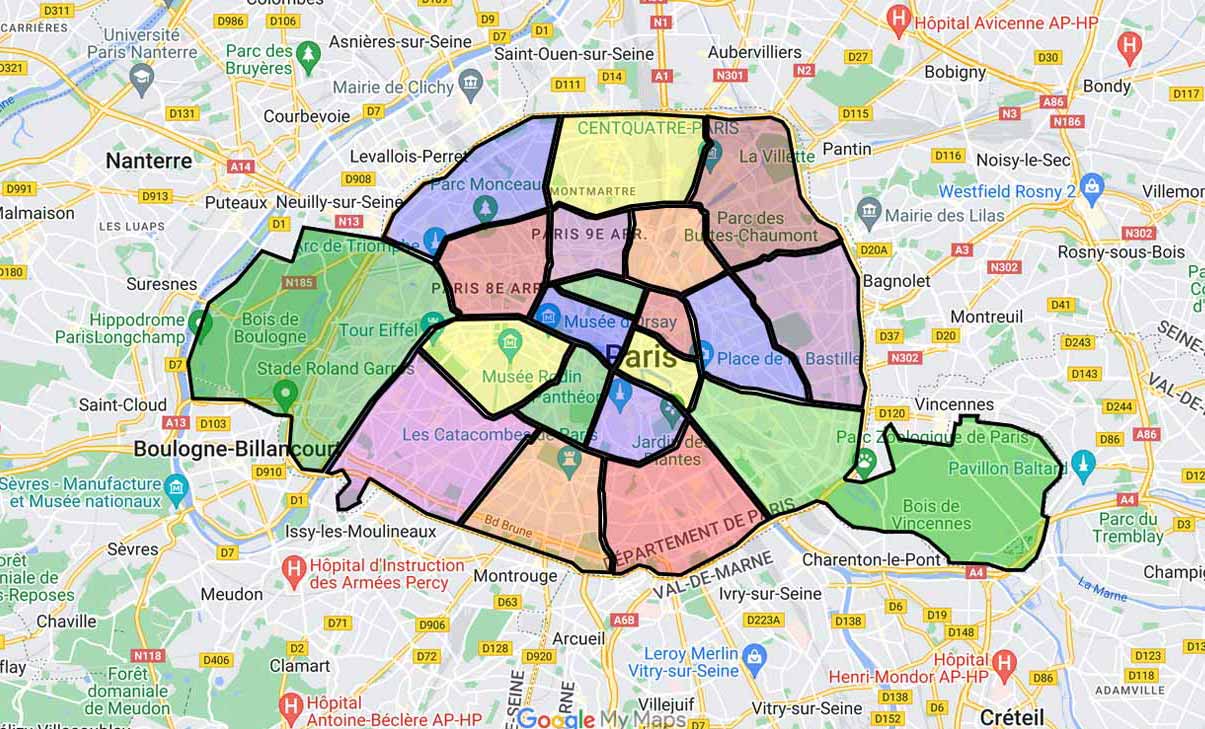 plan arrondissements Paris
