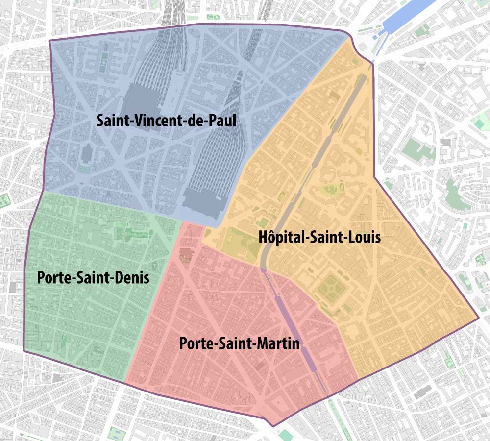 plan 10eme arrondissement avec quartiers