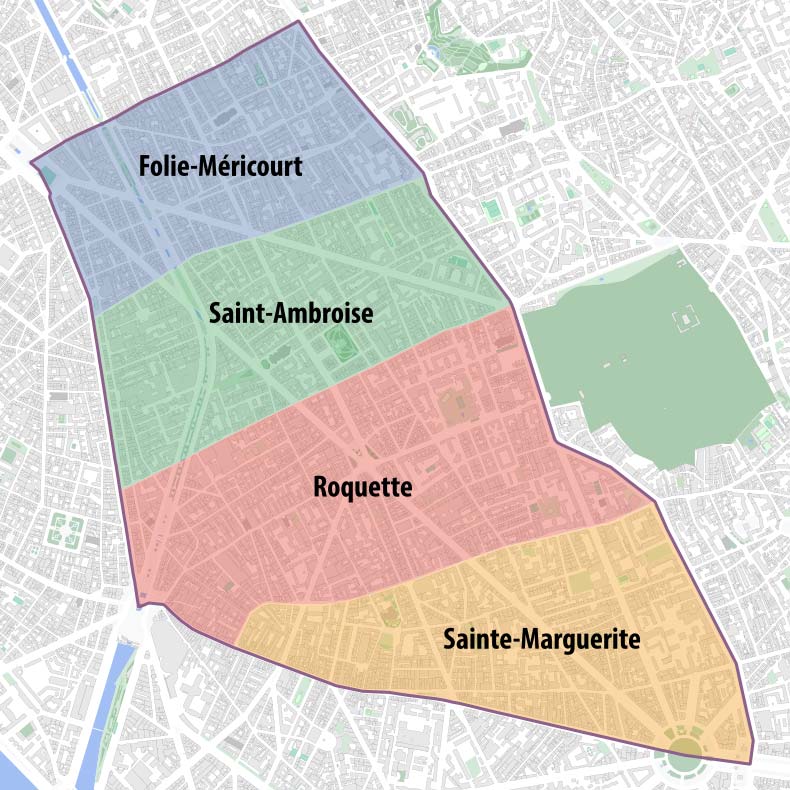 plan 11eme arrondissement avec quartiers