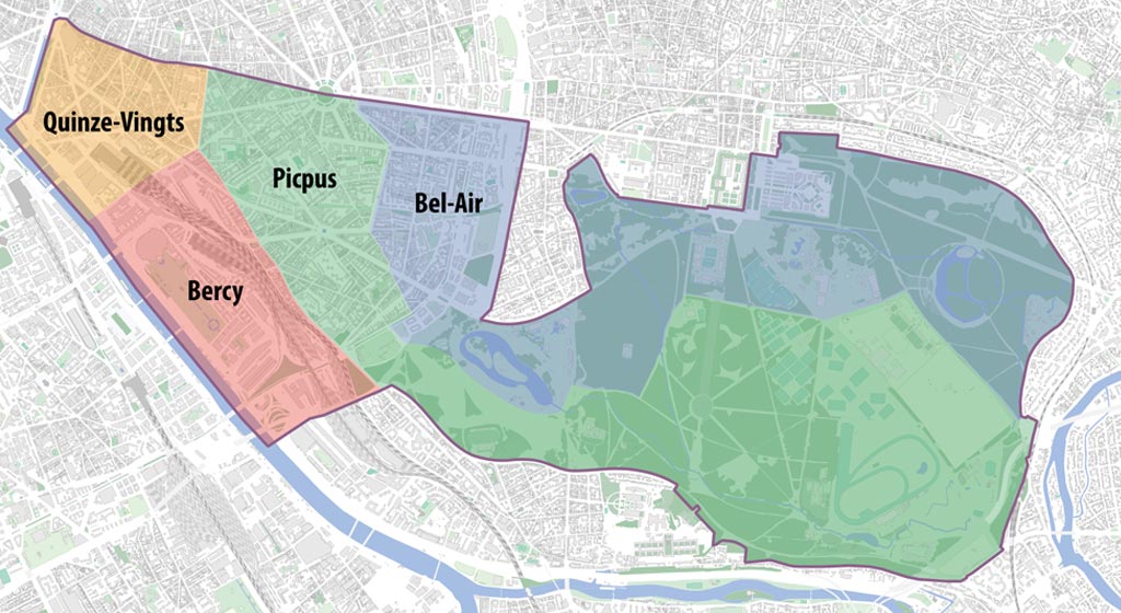 plan 12eme arrondissement avec quartiers