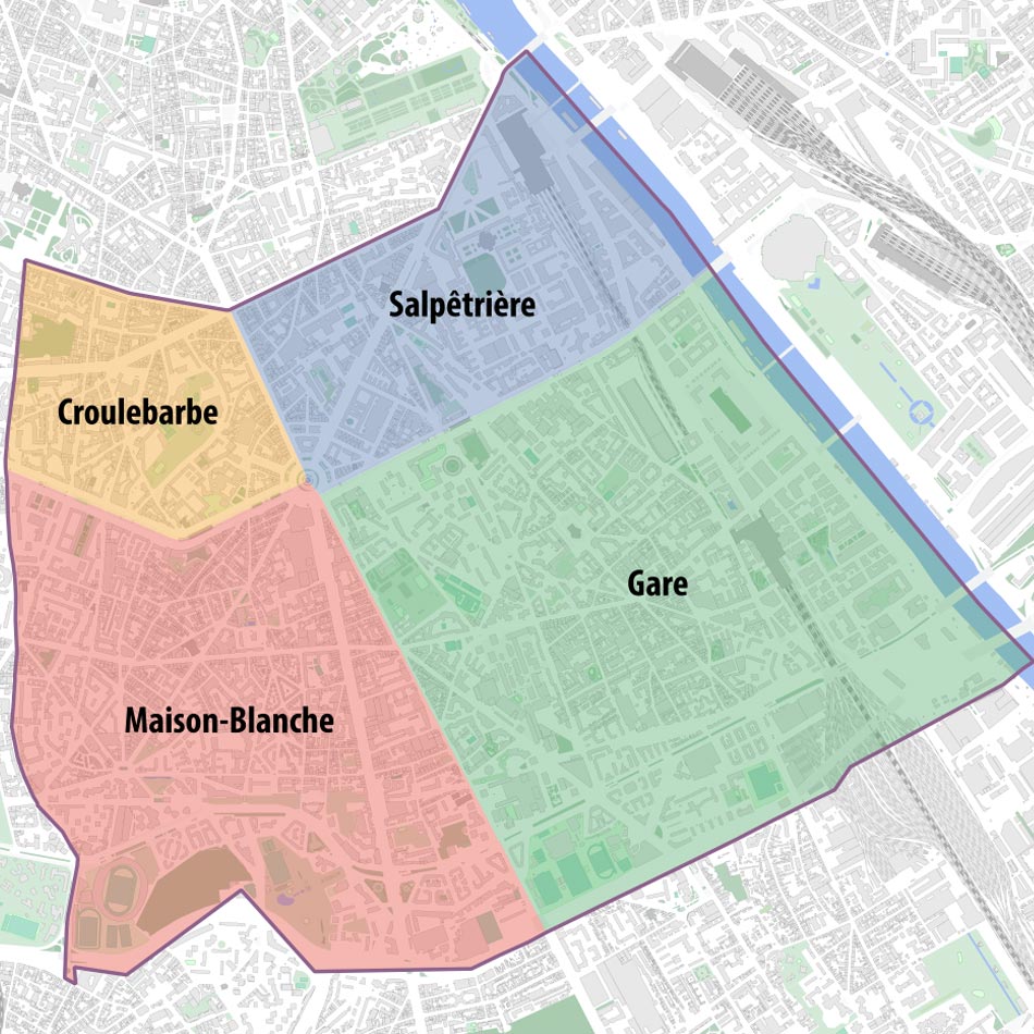 plan 13eme arrondissement avec quartiers