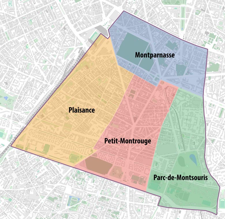 plan 14eme arrondissement avec quartiers