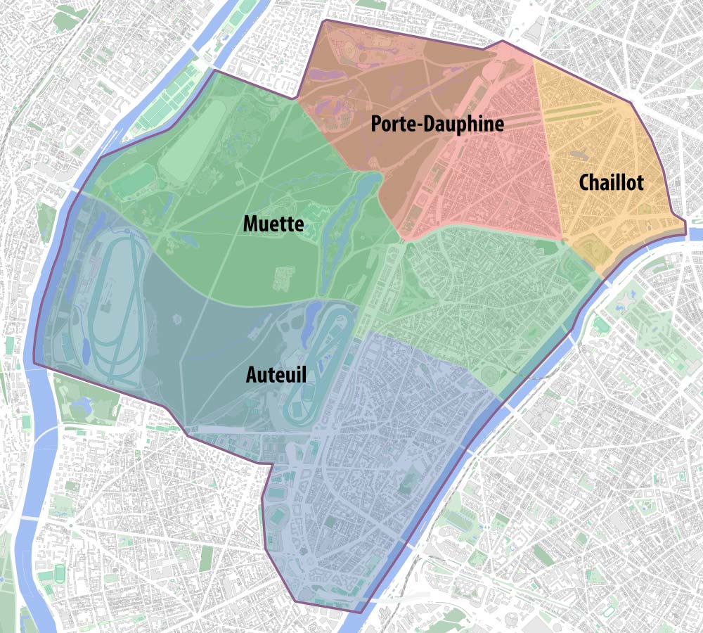 plan 16eme arrondissement avec quartiers