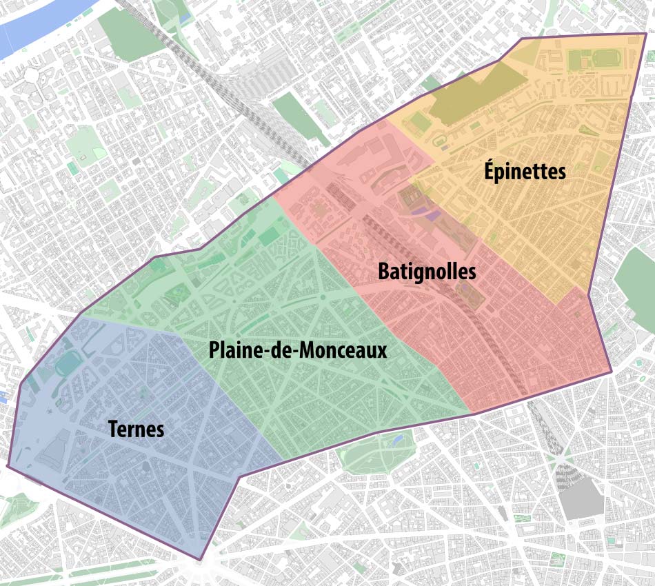 plan 17eme arrondissement avec quartiers