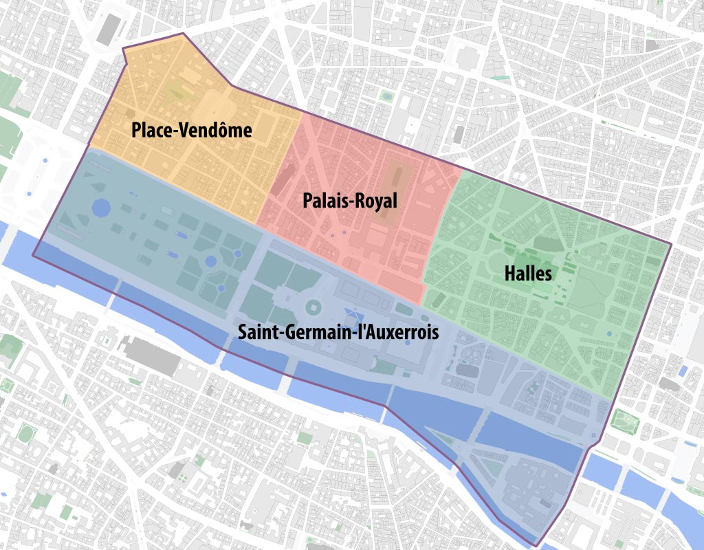 plan paris 1er arrondissement avec quartiers