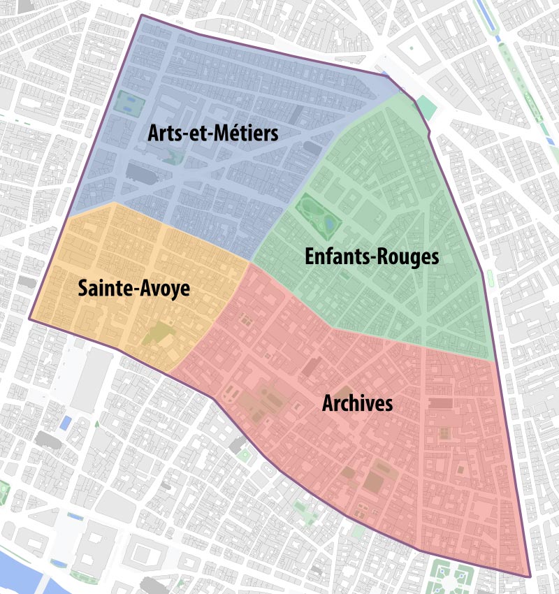 plan 3eme arrondissement avec quartiers