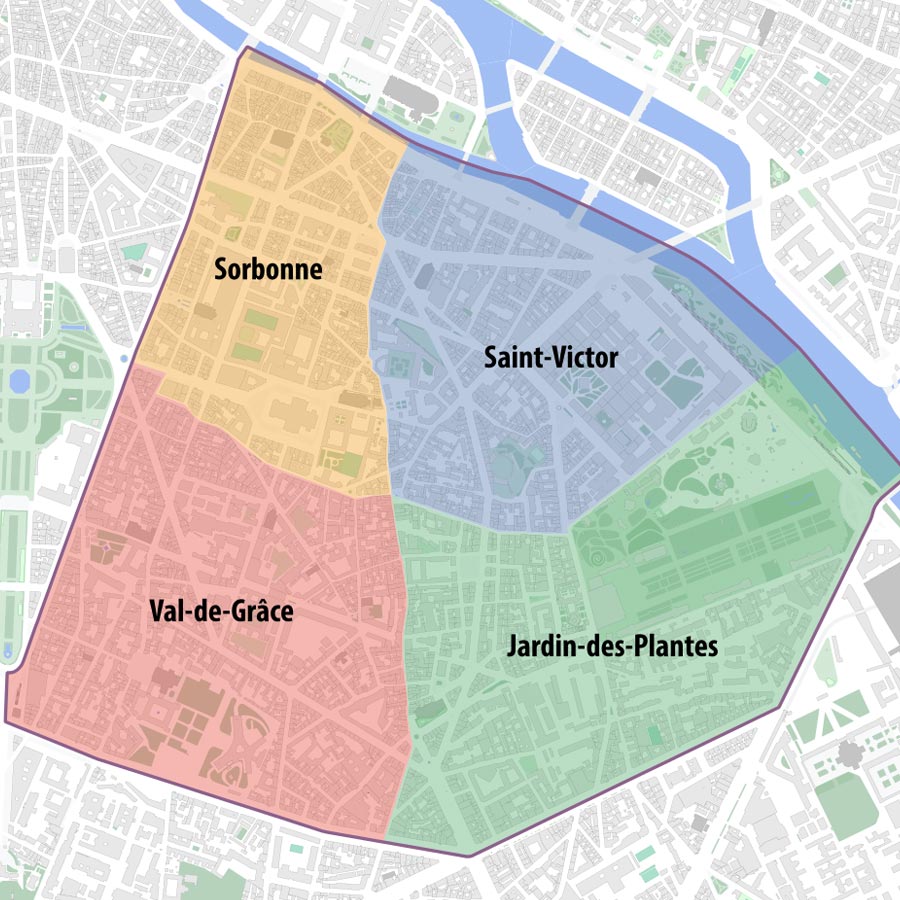 plan 5eme arrondissement avec quartiers