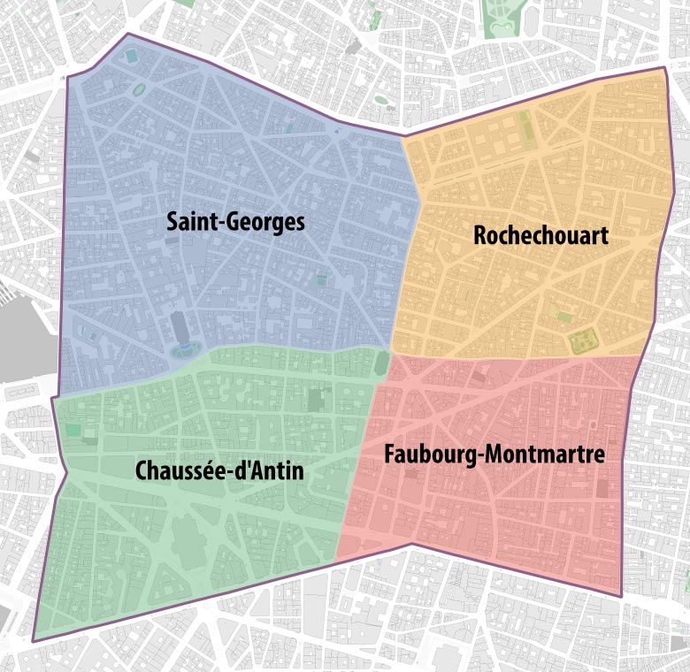 plan 9eme arrondissement avec quartiers